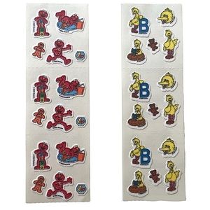 Vintage Sesame Street Stickers Sandylion Elmo Big Bird Felt Stickers Sandy Lion